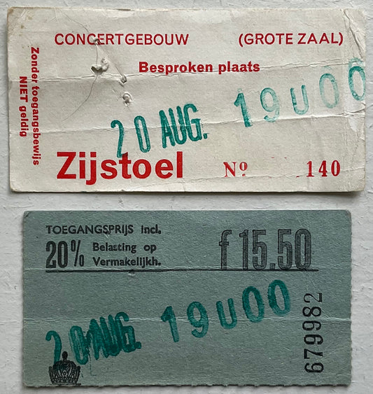 Beatles Paul McCartney Wings Original Used Concert Ticket Concertgebouw Amsterdam 20th Aug 1972