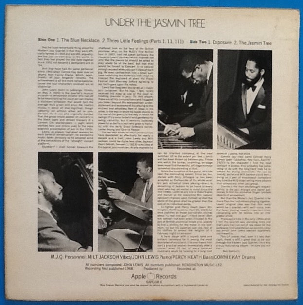 Modern Jazz Quartet Under The Jasmin Tree First Pressing Stereo Album LP Apple UK 1968