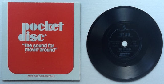 Beatles Hey Jude Revolution Rare 4" Americom Pocket Disc Flexi with Cover 1968