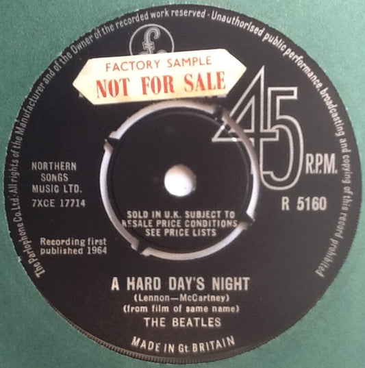 Beatles A Hard Day's Night 2 Track NMint Factory Sample Promo Demo Vinyl Single UK 1964