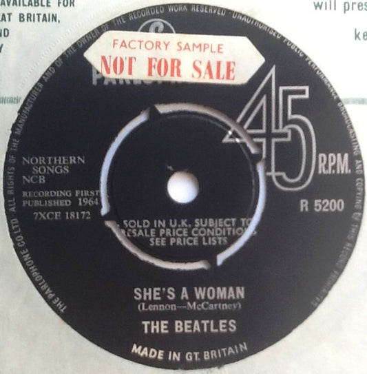 Beatles I Feel Fine NMint 2 Track 7" Factory Sample Promo Demo Vinyl Single UK 1964