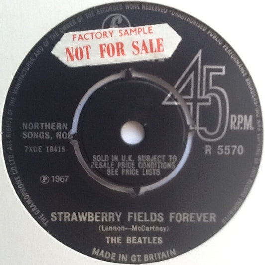 Beatles Strawberry Fields For Ever 2 Track NMint 7" Factory Sample Promo Demo Vinyl Single UK 1967