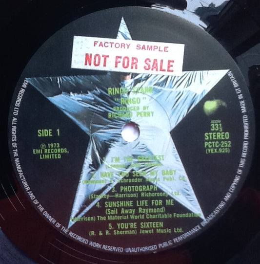 Beatles Ringo Starr 10 Track NMint Factory Sample Promo Demo Vinyl Album LP UK 1973