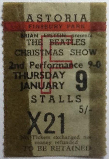 Beatles Original Used Concert Ticket Astoria Finsbury Park London 1964