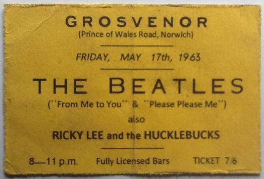 Beatles Original Rare Concert Ticket Grosvenor Rooms Norwich 1963