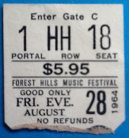 Beatles Original Used Concert Ticket Forest Hills New York 1964