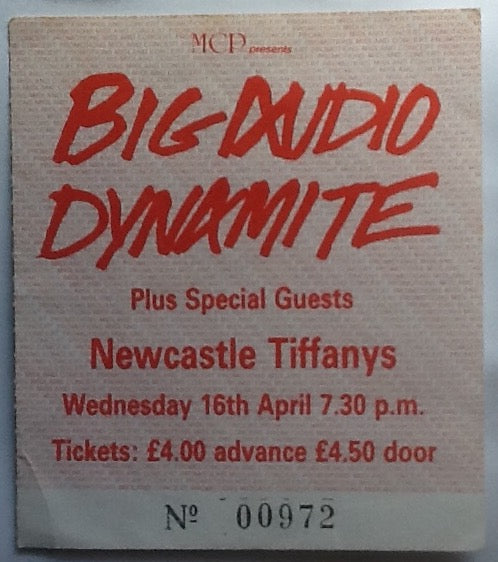 Big Audio Dynamite Original Used Concert Ticket Tiffany’s Newcastle 1986