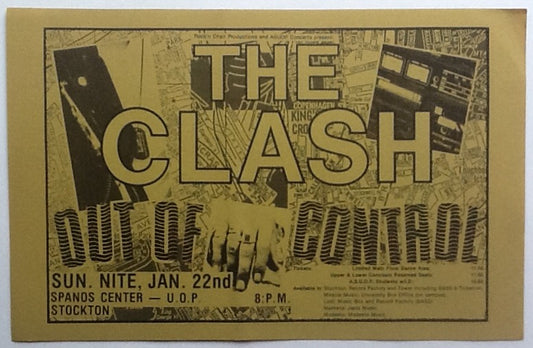 Clash Original Concert Handbill Flyer Stockton 1984