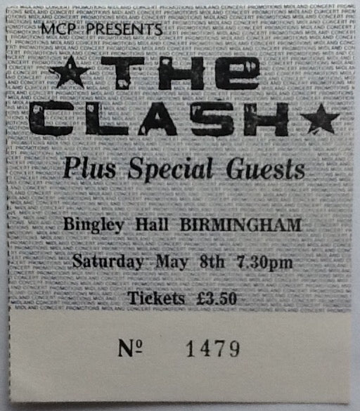 Clash Original Used Concert Ticket Bingley Hall Birmingham 1982