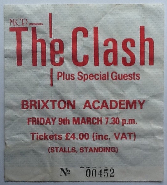 Clash Original Used Concert Ticket Brixton Academy London 9th March 1984