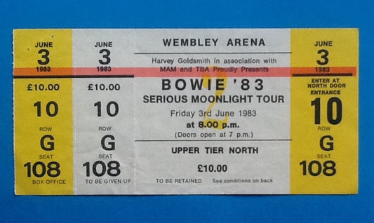 David Bowie Original Unused Concert Ticket London 1983