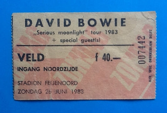 David Bowie Original Concert Ticket Stub Rotterdam 1983