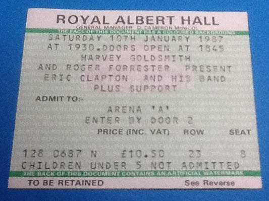 Eric Clapton Ticket London 1987