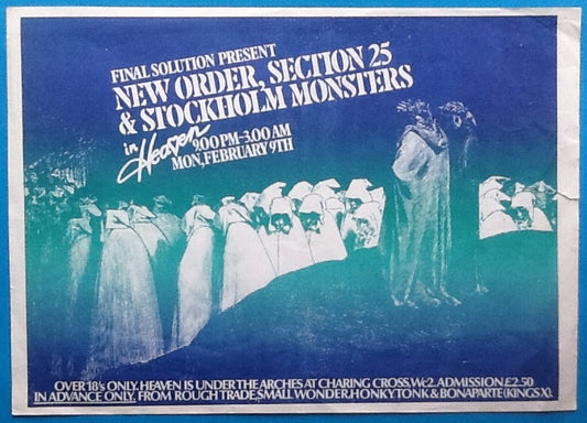 New Order Original Early Concert Handbill Flyer Heaven London 1981