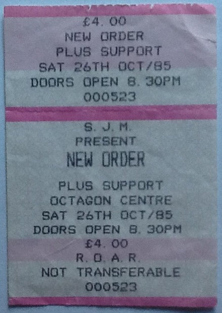 New Order Original Used Concert Ticket Sheffield 1985