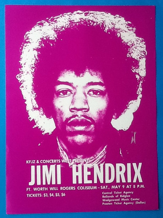 Jimi Hendrix Original Handbill - Flyer Ft. Worth 1970