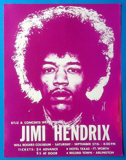 Jimi Hendrix Original Handbill - Flyer Ft. Worth 1969