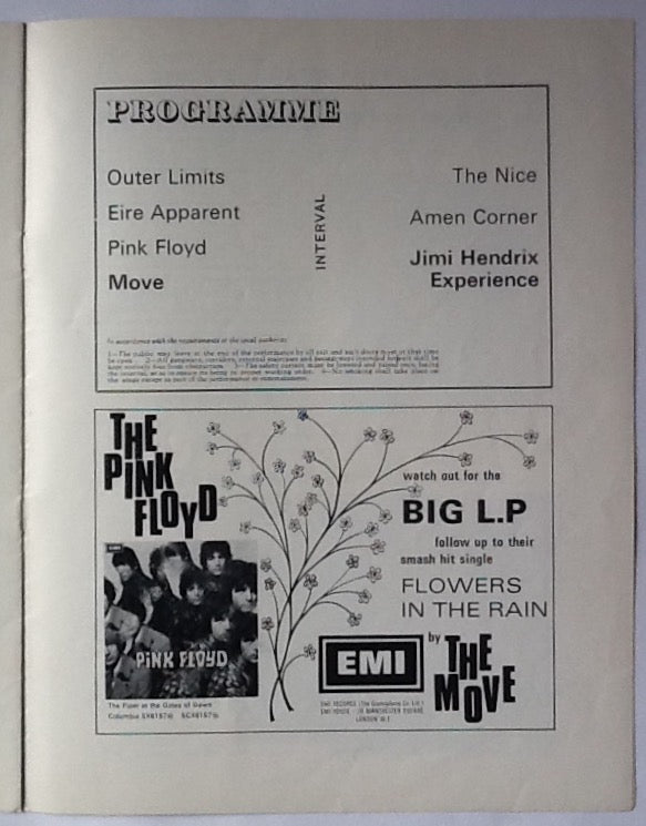 Jimi Hendrix Experience Pink Floyd Rare Original Concert Programme UK Tour 1967