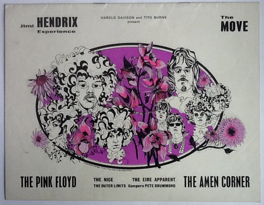 Jimi Hendrix Experience Pink Floyd Rare Original Concert Programme UK Tour 1967