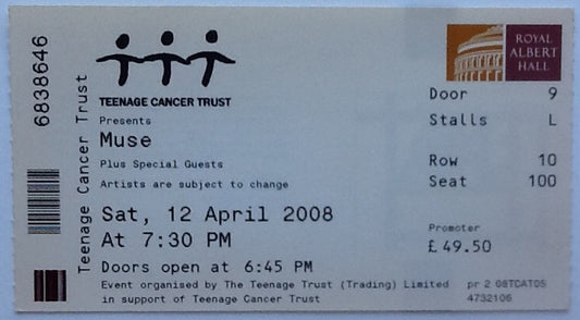 Muse Original Used Concert Ticket Royal Albert Hall London 2008