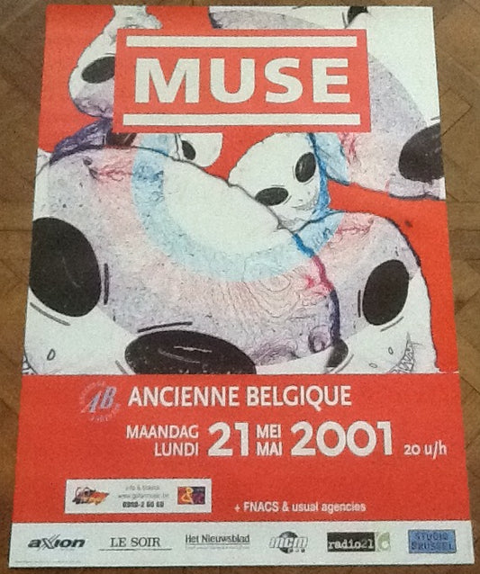 Muse Original Early Concert Tour Gig Poster Ancienne Belgique Brussels 2001