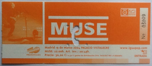 Muse Original Used Concert Ticket Palacio Vistalegre Madrid 2004