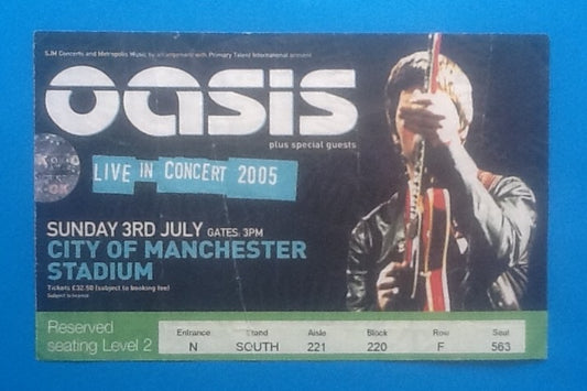 Oasis Original Used Concert Ticket Manchester 3rd July 2005