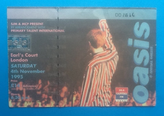 Oasis Original Used Concert Ticket London 1995