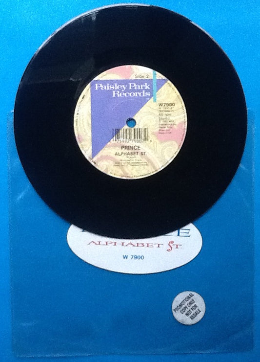 Prince Alphabet Street 2 Track NMint Promo 7" Vinyl Stickered PVC Sleeve UK 1988