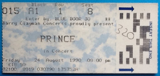 Prince Original Used Concert Ticket Wembley London 24 August 1990
