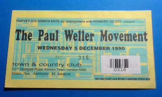 Paul Weller Movement Ticket London 1990