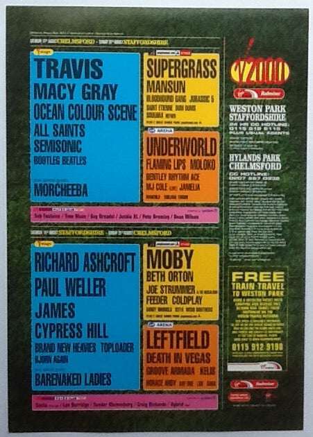 Paul Weller Richard Ashcroft Original Concert Handbill Flyer V2000 Festival 2000