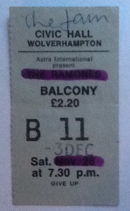 Jam Concert Ticket Wolverhampton 1977