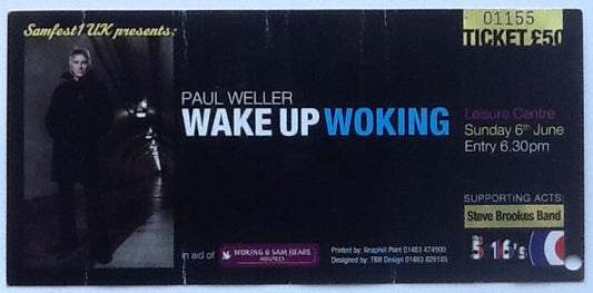 Jam Paul Weller Original Concert Ticket Leisure Centre Woking 2010