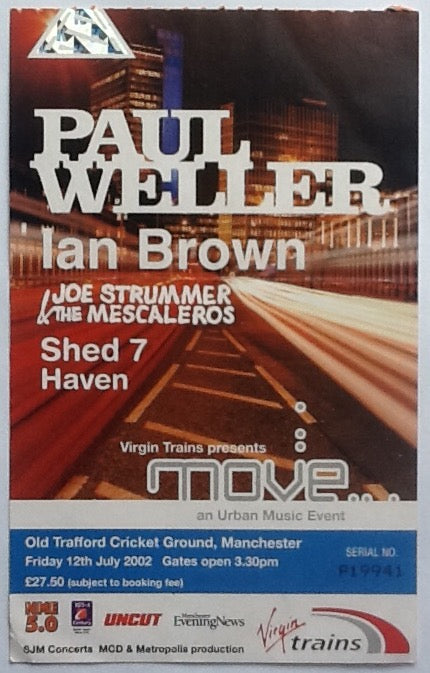 Paul Weller Ian Brown Original Used Concert Ticket Manchester 2002