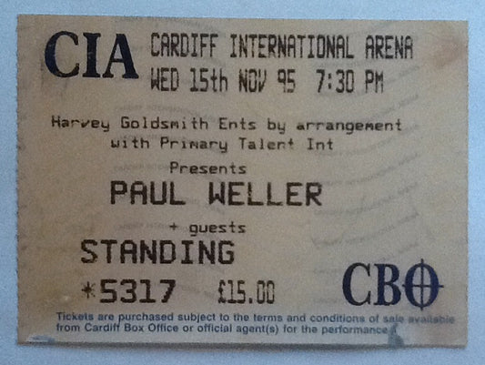 Paul Weller Concert Ticket Cardiff 1995