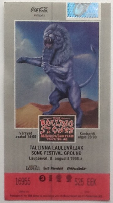 Rolling Stones Original Used Concert Ticket Song Festival Ground Tallinn Estonia 1998