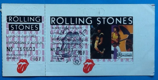 Rolling Stones Original Unused Concert Ticket Hippodrome d’ Auteuil Paris 1982