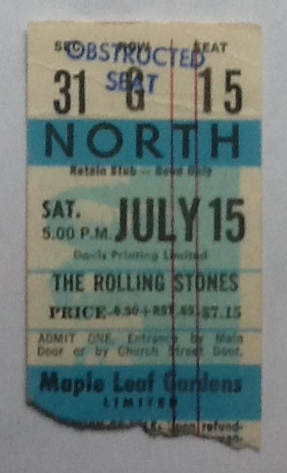 Rolling Stones Concert Ticket Toronto 1972