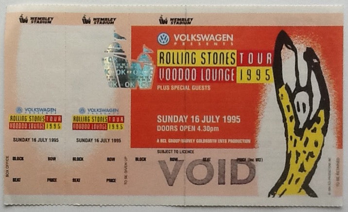 Rolling Stones Original Printers Proof Ticket Wembley Stadium London 1995