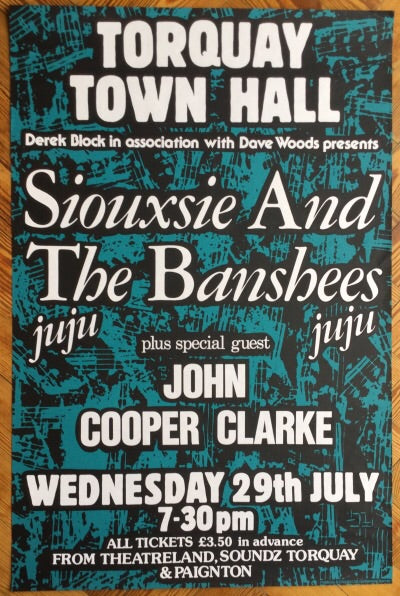 Siouxsie & the Banshees original Concert Poster Torquay 1981