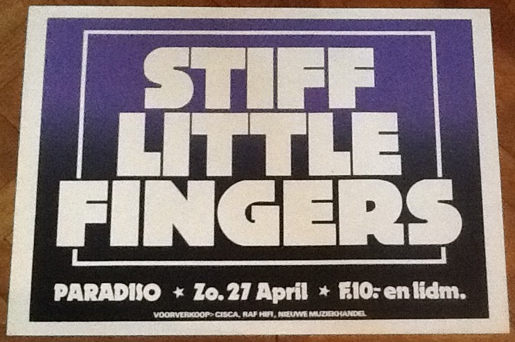 Stiff Little Fingers Original Concert Tour Gig Poster Paradiso Club Amsterdam 1980
