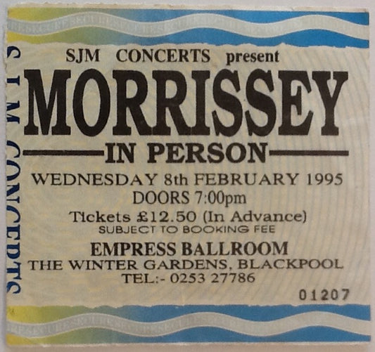 Morrissey Original Used Concert Ticket Empress Ballroom Blackpool 8th Feb 1995