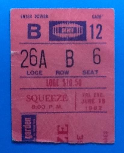 Squeeze Used Concert Ticket New York 1982