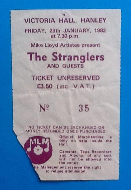 Stranglers Original Concert Ticket Hanley 1982