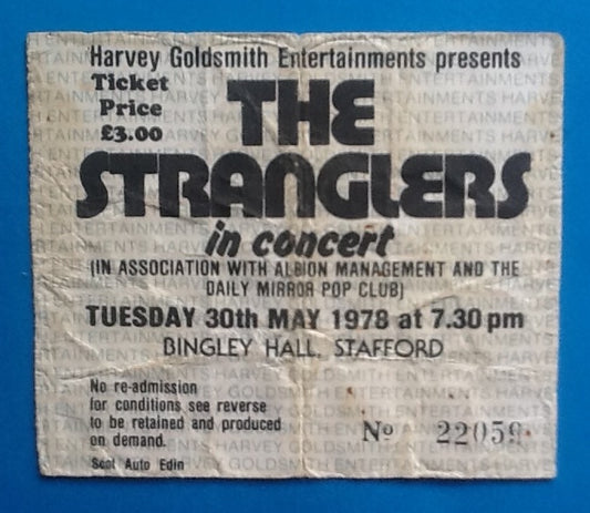 Stranglers Original Concert Ticket Stafford 1978
