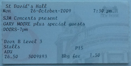 Gary Moore Original Used Concert Ticket St. David's Hall Cardiff 2009
