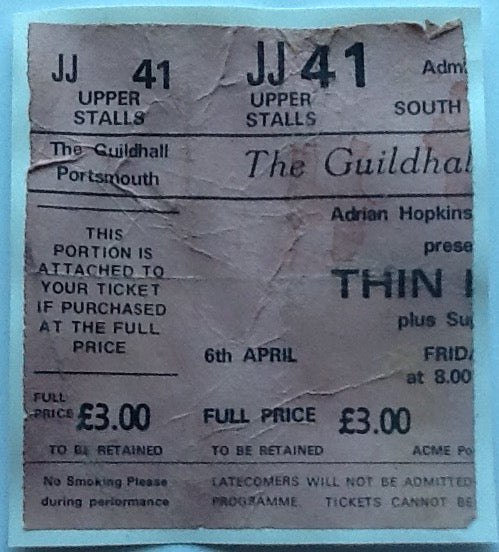 Thin Lizzy Original Used Concert Ticket Guildhall Portsmouth 1979