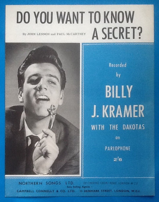 Billy J. Kramer Do You Want to Know a Secret Sheet Music 1963