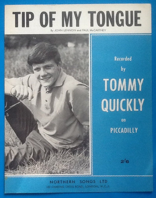 Tommy Quickly Tip of My Tongue Sheet Music 1963